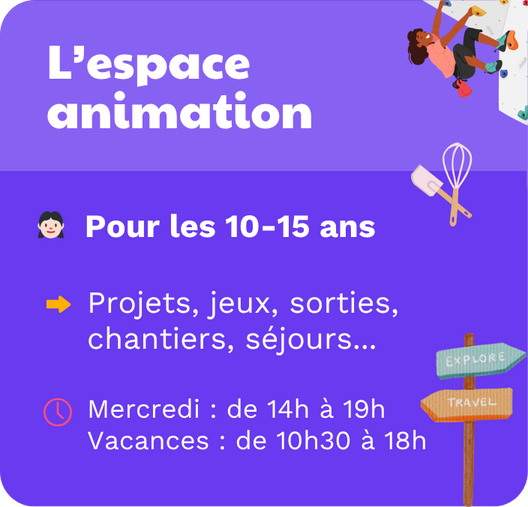 Espace animation pour les enfants de 10 à 15 ans, à la MJC Toulouse Empalot.